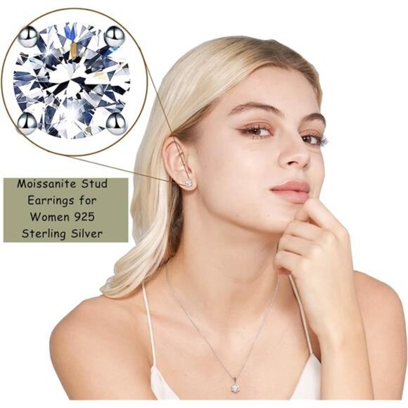 1/2/3ct Moissanite Stud Earrings for Women 925 Sterling Silver - Picture 3 of 7